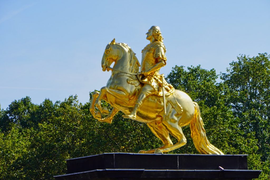 Golden Horseman stands on the Neustadt market and is one of the landmarks of Dresden.